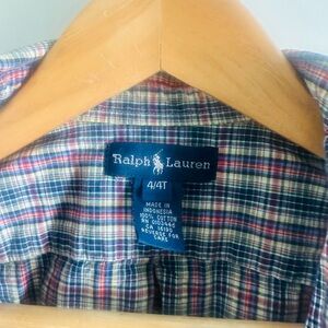 Ralph Lauren Plaid Button Down shirt 4/4T Boy Red Pony Classic
